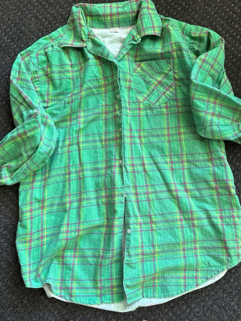 Adult Green Plaid Button-Up Shirt light flannel